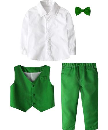 Mint Green Baby Boys Gentleman Suit Set | Shirt with Bowtie, Waistcoat & Pants | Size 2-3 Years - Buy Online on GoSupps.com