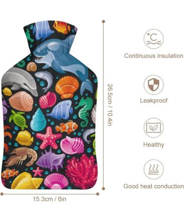 Dolphin Turtle Hot Water Bottle with Plush Cover - Hand Warmer for Adults & Kids | 26.5x15.3cm | International Shipping - Buy Online on GoSupps.com