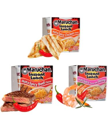 Ja Cor Instant Lunch Ramen Noodle Soup Hot and Spicy Cup Noodles 3 Flavors: Chicken Beef Shrimp 2.25 oz Pack Bundle with 1-Set of Reusable Stainless Steel Chopsticks(4 Each Flavor 12 Packs) - Buy Online on GoSupps.com