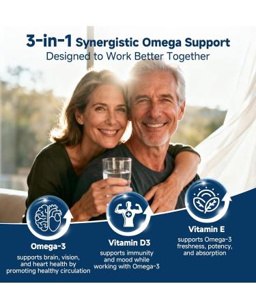 Omega-3 Fish Oil Mini Softgels 1120mg Omega 3 with DHA + EPA Burpless Easy-to-Swallow Supports Heart Brain & Eye Health with Vitamin D3 & E Wild-Caught Non-GMO 120 Softgels 120 Count (Pack of 1) - Buy Online on GoSupps.com