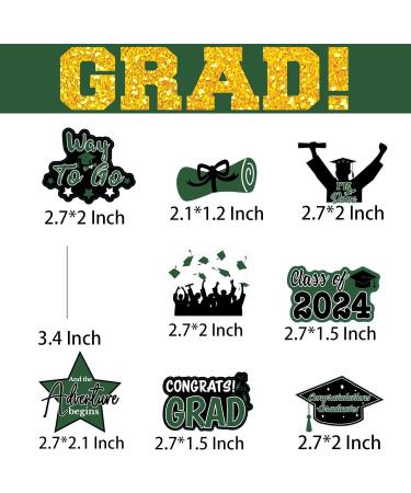 48pcs Graduation Cupcake Toppers Green Grad Cap Diploma Cupcake Toppers Supplies for Graduation Class of 2024 Party Decorations 8 designs - Buy Online on GoSupps.com