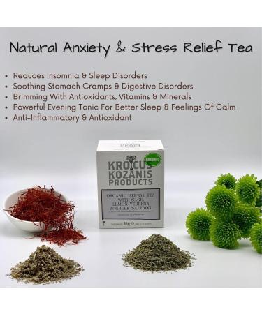 Sage Sleep Tea Bags with Lemon Verbena & Greek Saffron | Luxury Herbal Tea | Night Time Tea | Ethically Sourced Anxiety Relief Tea |Relaxing Tea| Caffeine & Gluten free | 10 Tea Bags | Krocus Kozanis - Buy Online on GoSupps.com