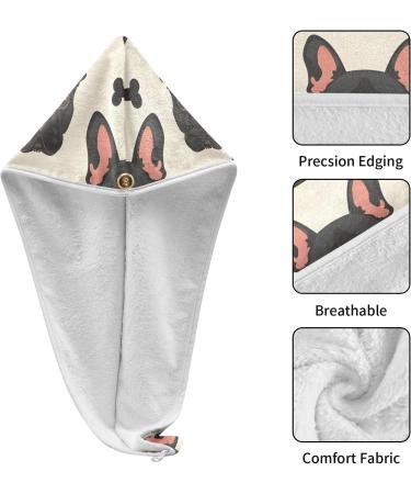 Super Absorbent Black Dog Hair Towel 2 Pack - Quick Drying Hair Turbans with Button Wrap for Women & Girls - Buy Online on GoSupps.com
