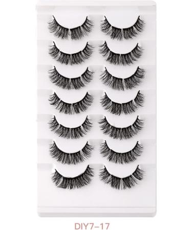 fdsmall False Eyelashes 8D Volume 15MM Wispy Long Fluffy Faux Mink Lashes Cat-Eye Natural Look False Eyelashes 7 Pairs (7 Pairs17) - Buy Online on GoSupps.com