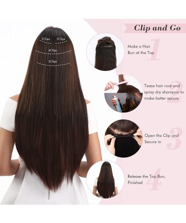 REECHO Blonde Hair Extensions 4PCS Clip in Hair 20 Thick Long Beach Wave Synthetic Hairpieces 6H12-Chocolate Brown with Blonde Highlights, 24 Inch, Pack of 4, 280g - Buy Online on GoSupps.com