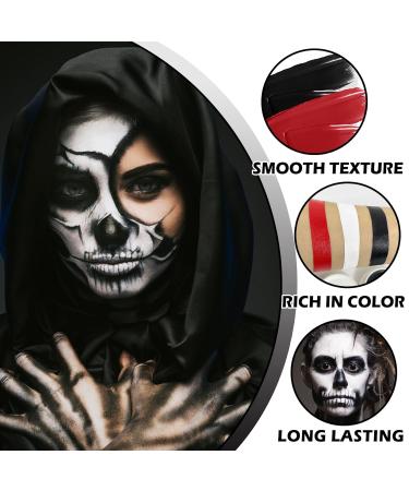 CAHIUYOA Black White Red Face Body Paint Makeup Palette - Oil Based Cream for Halloween Clown Zombie & Vampire Costume - Buy Online on GoSupps.com