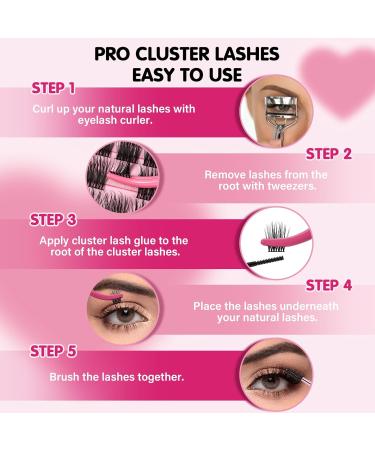 PRO Lash Clusters 96 Pcs - Natural Look DIY Eyelash Extension Kit - Wispy Individual Lashes - Reusable Thin Band - 8-16mm Timeless D-8-16 Mix - Buy Online on GoSupps.com
