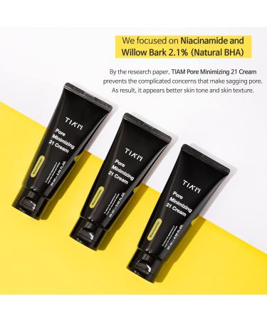 TIAM Pore Minimizing 21 Cream - Niacinamide 5% & Natural BHA 2.1% Moisturizer for Oily Skin | Minimize Large Pores | 2.02 Fl Oz - International Shipping Available - Buy Online on GoSupps.com