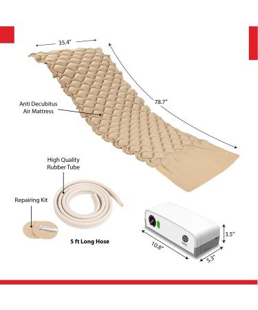 Wave Medical Premium Alternating Pressure Pad System - Pressure Sore Relief Mattress Pad with Ultra Quiet Pump - Fits Standard Hospital Bed - Bedridden Patients - Bed Sore Prevention - Buy Online on GoSupps.com