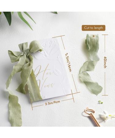 His and Hers Vow Books with Silk Ribbons - Wedding Keepsake Gift for Bride and Groom | 28 Pages Gold Gilded Set of 2 (Green) - Perfect Wedding Essential - Buy Online on GoSupps.com