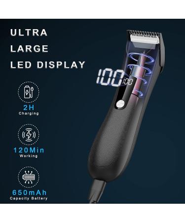 Men's Pubic Hair Trimmer with LED Display | Showerproof Wet/Dry Clippers for Ultimate Male Hygiene | Ceramic Blade Heads | Charging Dock - Black - Buy Online on GoSupps.com