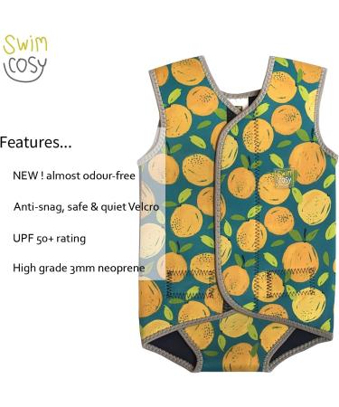 Swim Cosy Baby/Toddler Wetsuit Vest UPF50 - Neoprene Wrap Design for Boys/Girls 0-3 years - Unicorns Dinosaurs Ducks - Orange Splash - SMALL 0-6 Months - Buy Online on GoSupps.com