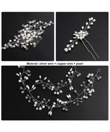 BNPCBUK Bride Hair Jewelry Set - 4 Pieces White Hair Accessories for Brides & Bridesmaids | 50cm Hair Band 23cm Comb & U-Shaped Clips - Buy Online on GoSupps.com