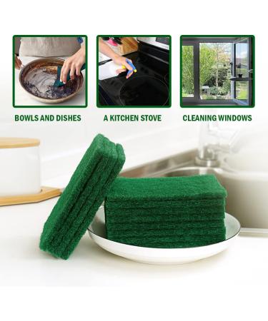 YoleShy 80 PCS Green Scouring Pads 4.5 x 6 Inch - Reusable Household Scrubbers for Dishes & Metal Grills - Buy Online on GoSupps.com
