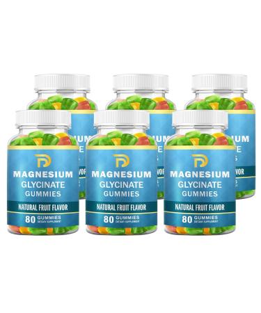 Magnesium Glycinate Gummies for Adults & Kids Calm Magnesium Gummies for Sleep Magnesium Malate chewable 400mg Stress & Muscle Relief Relaxation Sugar Free Magnesium Potassium Supplement 6 Pack