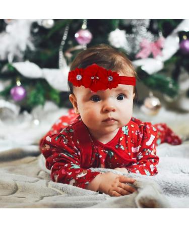Lurrose 3pcs Baby Girls Floral Headbands | Christmas Santa Cloth Hair Bands for Newborns, Infants, Toddlers | Kids Hair Accessories - Red - Buy Online on GoSupps.com