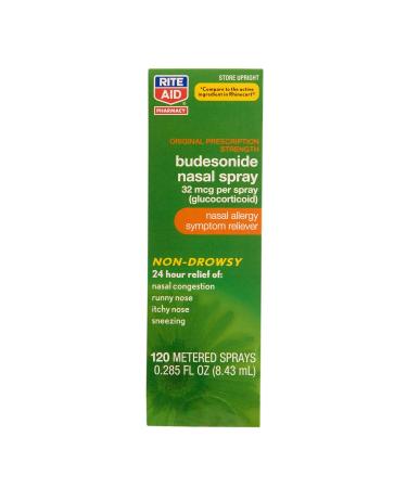 Rite Aid Budesonide Allergy Nasal Spray - 120 Metered Sprays | Allergy Relief Nasal Spray | 24-Hr Non-Drowsy Allergy Relief | Sinus Medicine for Adults | Decongestants for Adults