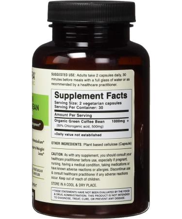Avira Organic Green Coffee Bean Ext-1000 | USDA Organic Extract 50% Chlorogenic Acid | Non-Stimulant Formula for Weight Loss & Metabolism | Non-GMO | Allergen Free | Max Strength 1000mg Per Serving - Buy Online on GoSupps.com