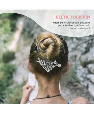 FRCOLOR Celtic Knot Hair Clips Vintage Viking Hair Accessories Antique Silver Hair Slide Stick Ponytail Holder Clip for Women Girls - Buy Online on GoSupps.com
