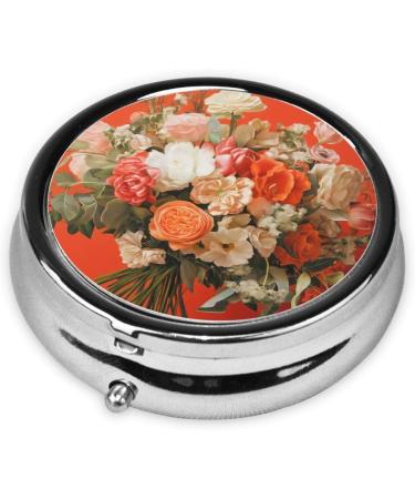 Colourful Flowers Portable Metal Pill Box | Round Mini 3-Compartment | Travel Essential for Small Pills | Hinged Fastening Design | International Shipping Available - Buy Online on GoSupps.com