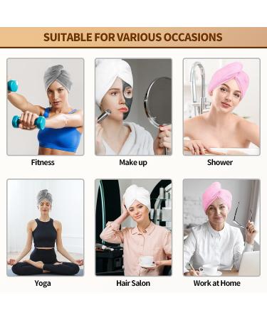 NEXCOVER Microfiber Hair Towel 3 Pack - Ultra Absorbent Hair Turbans for Women - Fast Drying Head Towels - White/Grey/Pink - 9.8 X 25.5 - Buy Online on GoSupps.com