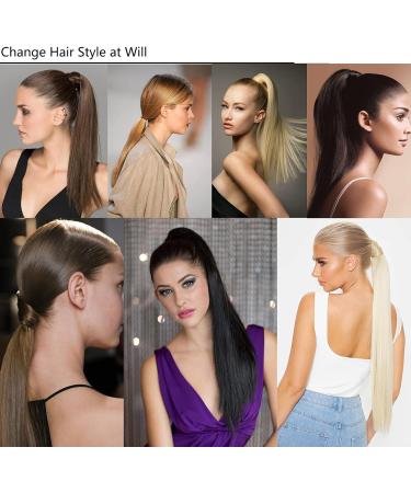 Cybelleza 22inch Ponytail Hair Extensions Ponytail Claw Jaw on Long Straight Pony Tails Clip in Hair Extensions Synthetic Hair pieces for Women (Ash Blonde & Bleach Blonde) 22" Ash Blonde&Bleach Blonde - Buy Online on GoSupps.com