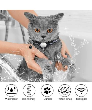 Reflective Airtag Cat Collar with Bell | Waterproof Holder | Apple Airtag Compatible - Black - Buy Online on GoSupps.com