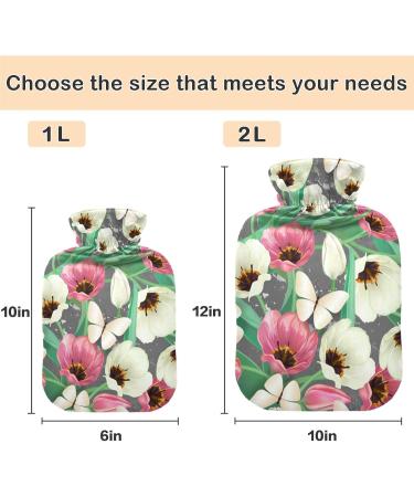 Naanle Tulip Flowers Heat Bottle - 2L Transparent Hot Water Bottle for Warm & Cold Therapy | Large Hot Water Bottle for Pain Relief - Buy Online on GoSupps.com