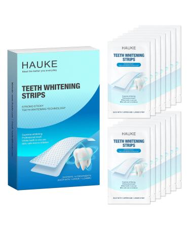 HAUKE Teeth Whitening Strips  Non-Slip  No Residue Left  Enamel Safe for Sensitive Teeth  Professional Effects Teeth Whitener for Tooth Whitening  28 White Strips for 14 Treatments