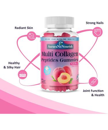 AuraraNeNourish 2 Pack Multi Collagen Peptides Gummies + Cortisol Detox Gummies for Women Men Vegan Non GMO Sugar Free - Buy Online on GoSupps.com