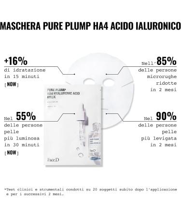 Face D Pure Plump Fabric Face Mask with Ha4 hyaluronic acid and provitamin B5 with moisturizing and filling effect 5 pieces 250 g - Buy Online on GoSupps.com