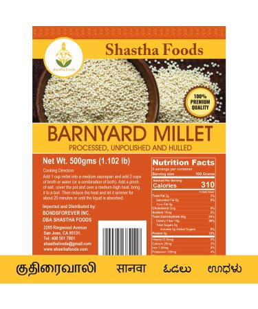 Shastha Barnyard Millet - 10 Lbs Pack - Processed Unpolished & Hulled - 100% Natural - 1 Bag - High-Quality Organic Millet - Buy Online on GoSupps.com
