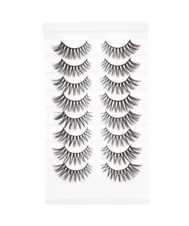 POPETPOP 8 Pairs Chemical Fiber False Eyelashes Lashes Natural Look Fluffy False Lashes Women Fake Eyelashes Makeup Eyelashes Reusable Fake Eyelashes Cat Eye Lashes Cosmetics Miss Soft