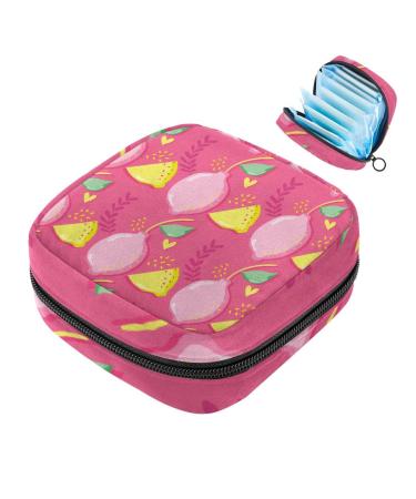 Women's binding-up bag lemon fruit pattern women tampon storage bag tampon storage bags zip pockets menstrual tied bags multi14