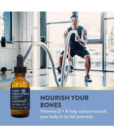Mt. Angel Vitamins Vegan Vitamin D3 & K2 Liquid Supplement | 5000 IU D3 Trans MK7 K2 | Gluten-Free Non-GMO | Daily Sunshine for Adults & Kids - Buy Online on GoSupps.com