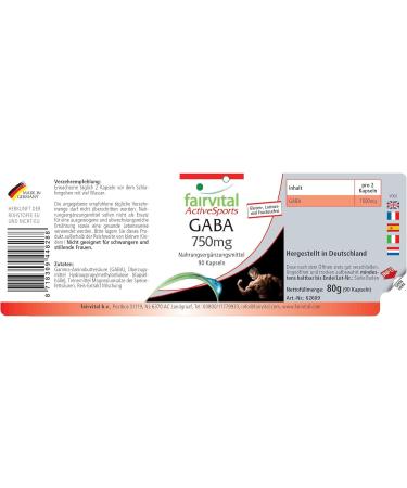 Fairvital | GABA 750mg - for 45 DAYS - 1500mg per daily dose - VEGAN - 90 capsules - -aminobutyric acid - Buy Online on GoSupps.com