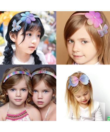 AlamnoFu 6pcs Glitter Toddler Headband Set - Girls Sparkly Hair Bands with Bow, Sequin Flower, Butterfly Designs for Kids - Buy Online on GoSupps.com