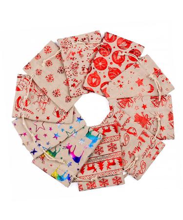 KOMBIUDA 1 Set Countdown Christmas Bag Candy Bags Advent Calendar Banner Christmas Storage Bags Linen Red 10x14x0.5cm Red