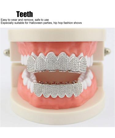 Cold-Plated Copper Teeth Set for Halloween | Bling Hip Hop Mouth Grills in Silver & Gold Finish - Perfect for Men & Women - Buy Online on GoSupps.com