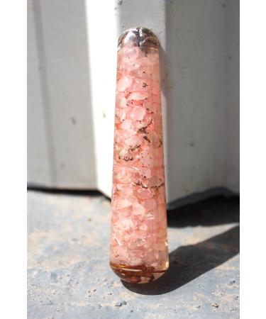 Jet Rose Quartz Orgone Wand - Rounded End Massage & Healing Crystal Stick with Copper Chokurei | Reiki Healing Tool - Buy Online on GoSupps.com