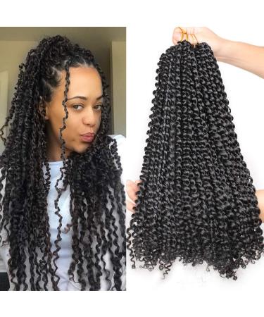 Leeven 2 pcs Passion Twist Braiding Hair for Butterfly Locs Natural Black Water Wave Crochet Passion Twist Hair for Women 18 Inch Long Bohemian Braids Synthetic Crochet Hair 1B# 18 Inch (Pack of 2) 1B#
