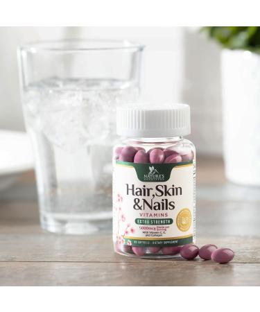 Hair Skin & Nails Vitamins for Women - Biotin 5000mcg to Support Hair Growth with Argan Oil Collagen & Hyaluronic Acid Beautiful Stronger Skin Hair & Nails Vitamin Supplement - 60 Softgels 60 Count (Pack of 1) - Buy Online on GoSupps.com
