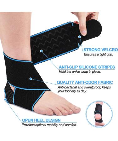 Beister Adjustable Compression Ankle Brace Elastic Foot Support Wrap Sprains Foot Brace for Sports Protect Arthritis Plantar Fasciitis Achilles Tendonitis Blue 1 Pair (Pack of 1) - Buy Online on GoSupps.com