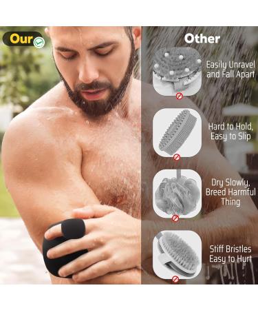 VWMYQ Silicone Body Scrubber for Men - Ergonomic No-Slip Handle Effective Cleaning & Rich Foam Premium Body Exfoliator Long-Lasting & Easy to Clean - Elegant Black - Buy Online on GoSupps.com