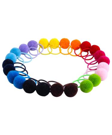 Fishdown 24 Pcs Pom Ball Hair Ties for Girls - Multi-colored Ponytail Holders - Cute and Fluffy Pom Pom Hair Bands for Toddlers - Buy Online on GoSupps.com