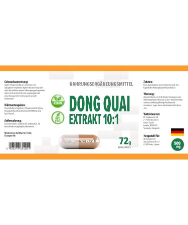 Dong Quai Extrait 5 000mg Equivalent (500mg d'extrait 10:1) 120 g lules v g taliennes - Buy Online on GoSupps.com