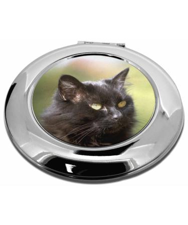 Advanta Group Beautiful Fluffy Black Cat Make-Up Round Compact Mirror