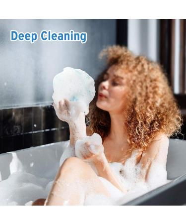 Exfoliating Bath Shower Loofah Sponge - 60g Mesh Pouf Body Scrubber for Smooth Skin - Buy Online on GoSupps.com