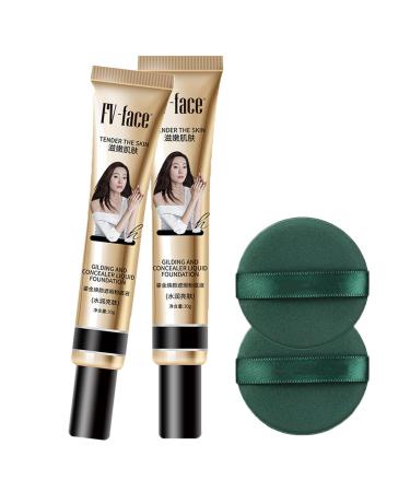 Fv Foundation Fv Concealer Foundation Fv Tender the Skin Foundation Full Coverage Foundation waterproof Concealer Lasting Nude Makeup Moisturizing Pigment Cc Liquid Foundation (2pcs)