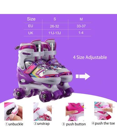 Buy Sumeber Adjustable Inline Skates for Kids - Light-Up Wheels Pink & Purple Perfect Birthday & Christmas Gifts (EU 32/33/34/35) - Buy Online on GoSupps.com